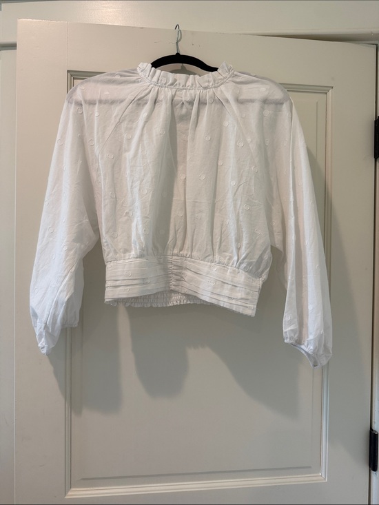 Anthropologie Tops - Anthropologie Maeve White Ruffled Neck Blouse